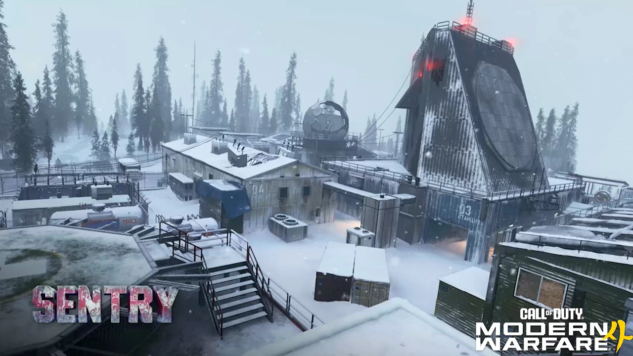Overhead tactical view of the Sentry map in Modern Warfare 4